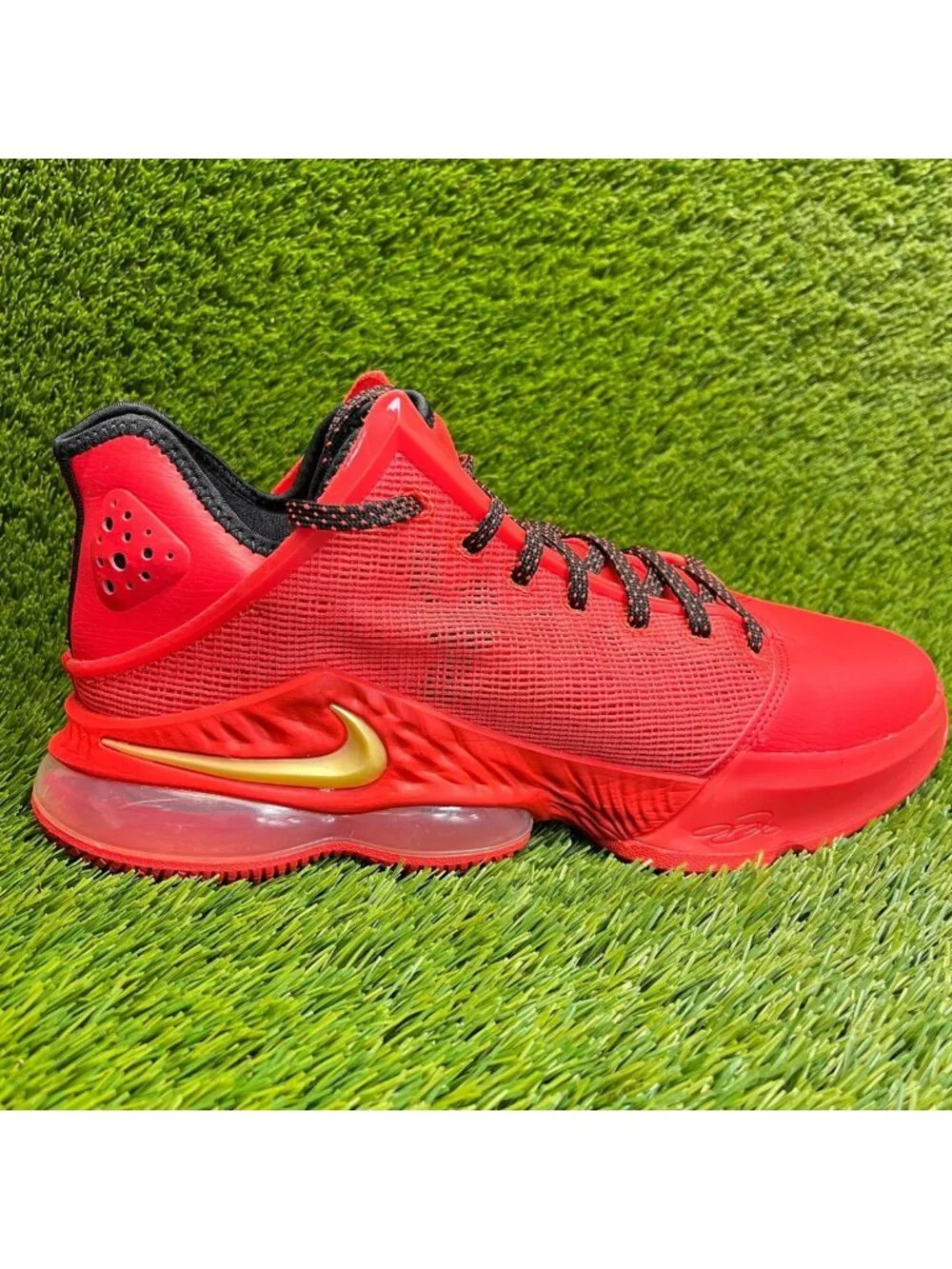 Nike LeBron 19 Low Mens Size 12 Red Black Athletic Basketball Shoes Sneakers